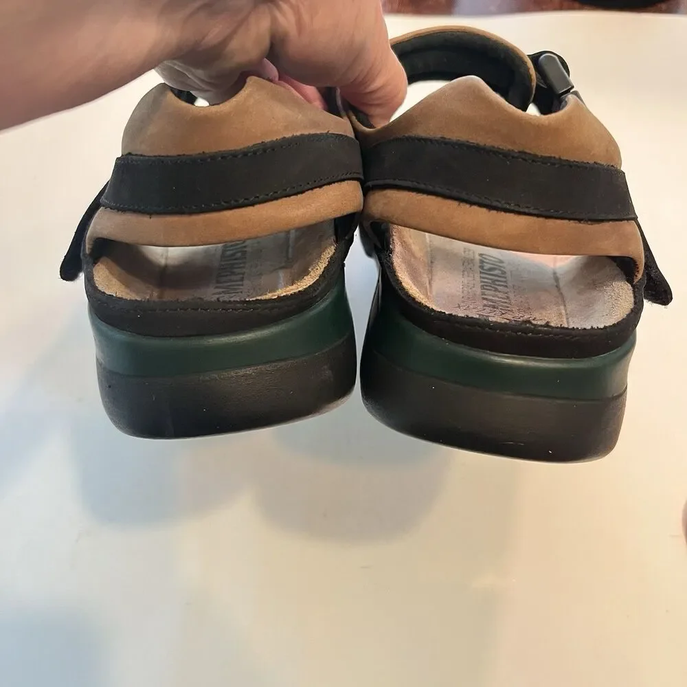 Mephisto Shark Fit Men's Size EU45 Black Brown Leather Comfort Sandals